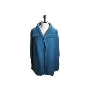 Soft Surroundings Cardigan Women's Size Medium Blue Sweater Open No Button